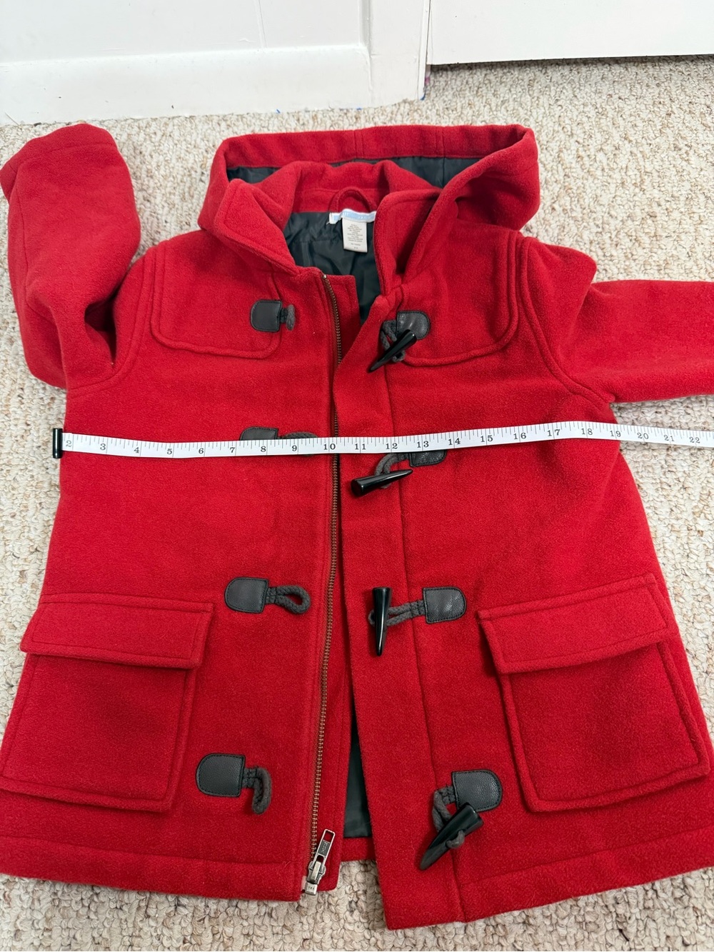 Janie and Jack Classic Red Kids' Toggle Pea Coat 4-5 - Picture 6 of 6